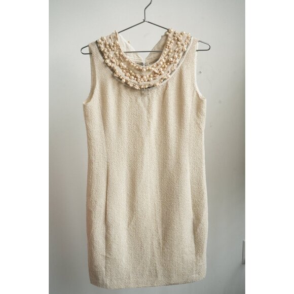 Moschino Pearl Collar Sleeveless Dress Beige New with Tags - Picture 1 of 10